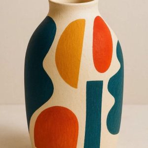 Handmade Colorful Abstract Ceramic Vase – Artisan Pottery from Marrakech